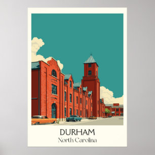Durham North Carolina Vintag Historisches Gebäude Poster