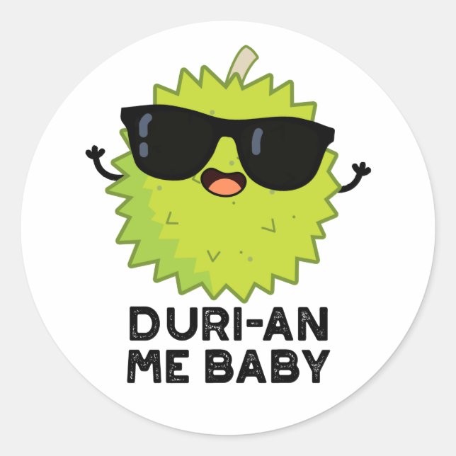 Duri-an-Me Baby Funny Durian Obstpuff Runder Aufkleber (Vorderseite)