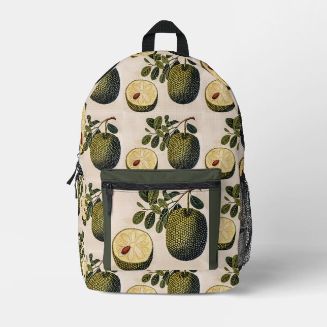 Durian Fruit and Foliage Bedruckter Rucksack (Vorderseite)