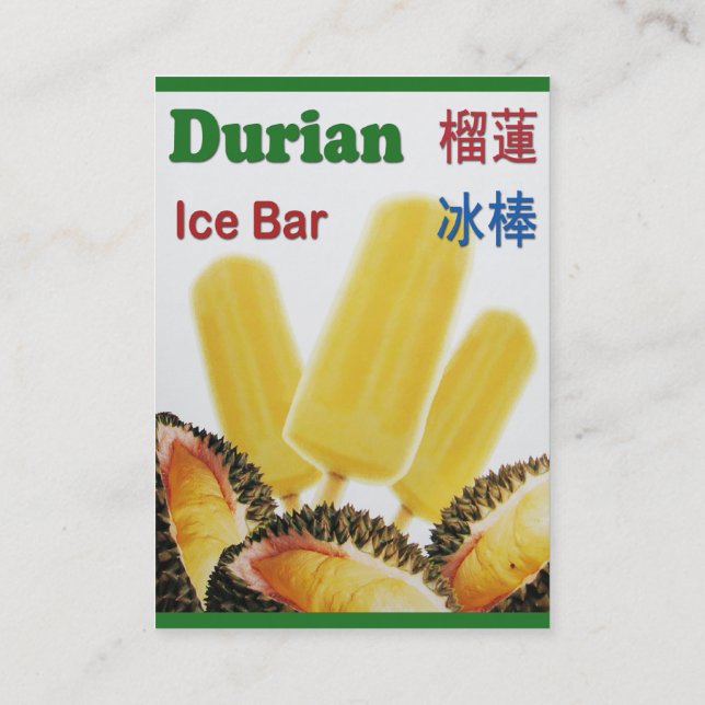 Durian Ice Bar Tropical Fruit Popsicle Visitenkarte (Rückseite)