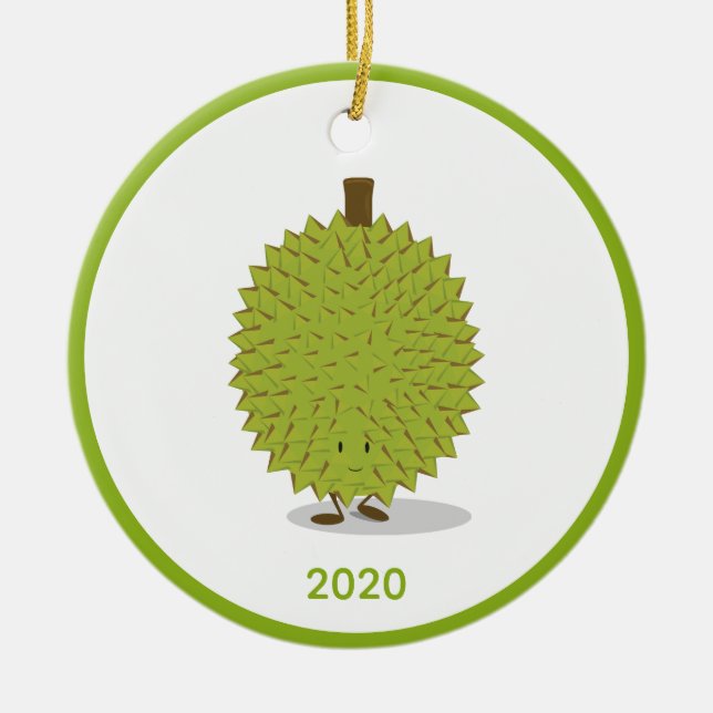 Durian Obst Cartoon Grünes Jahr 2020 Keramik Ornament (Vorne)