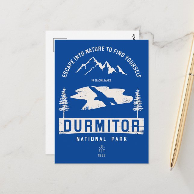Durmitor Nationalpark Montenegro White Design Postkarte (Vorderseite/Rückseite Beispiel)