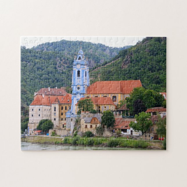Durnstein und blauer Kirchenspion, Österreich Puzzle (Horizontal)