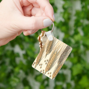 Dürreresistente Pflanze von Weizen, Vintage Landwi Schlüsselanhänger