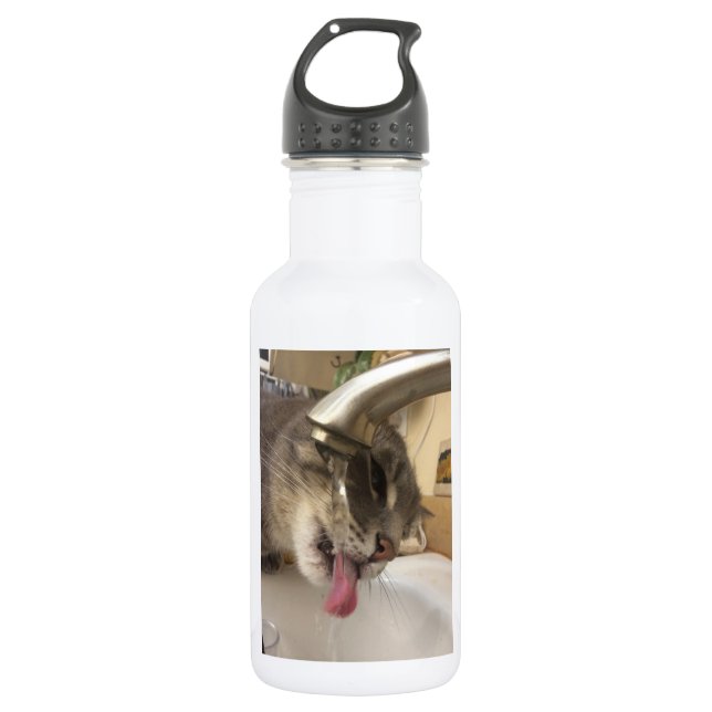 Durstige Katzenwasserflasche Edelstahlflasche (Vorderseite)