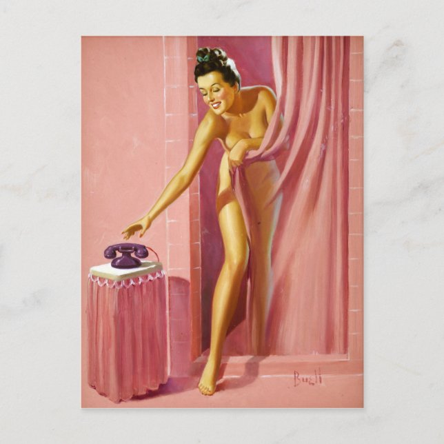 Dusch-Pin-Up Postkarte (Vorderseite)