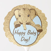Dusche 6" Round Balloon Mama Baby Blue Elephant