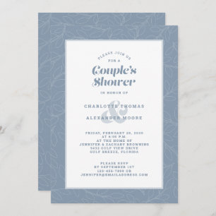 Dusche Couple Wedding Dusty Blue Modern Lässig Einladung