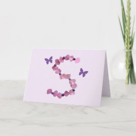 Dusche Danke, Pink Letter S Butterfly Floral Dankeskarte