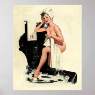 Dusche Frauen Pinup Art Poster
