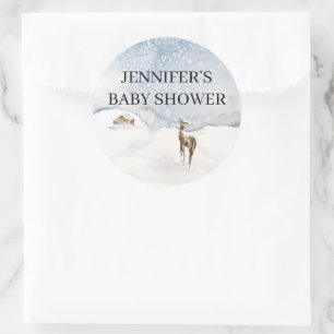 Dusche für Babys in Aquarellfarbe Runder Aufkleber