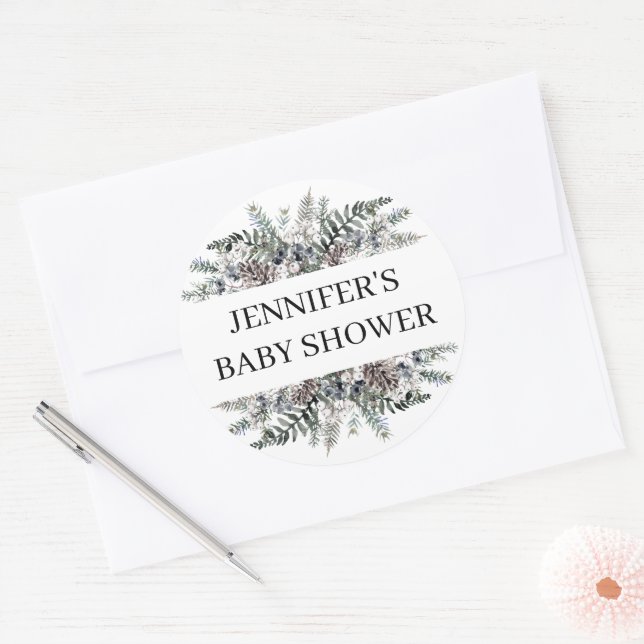 Dusche für Babys in Aquarellfarbe Runder Aufkleber (Umschlag)