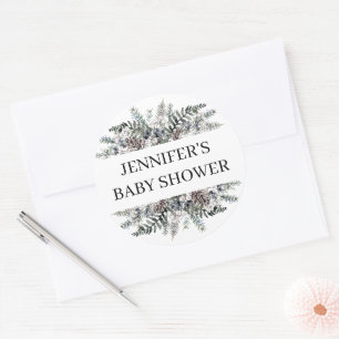 Dusche für Babys in Aquarellfarbe Runder Aufkleber