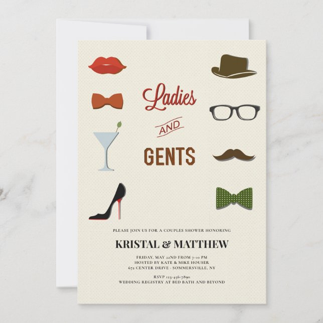 Dusche für Damen und Herren Paare Einladung (Vorderseite)