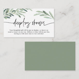 Dusche für die Vitrine der mediterranen Olive Bran Begleitkarte