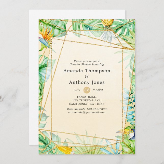 Dusche für exotische tropische Paare Einladung (Vorne/Hinten)