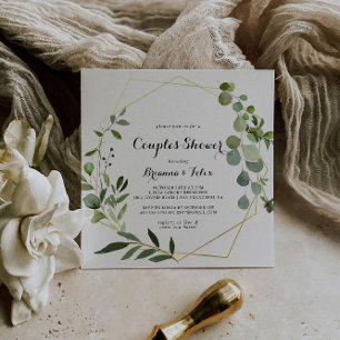 Dusche für geometrische goldene tropische grüne Pa Einladung