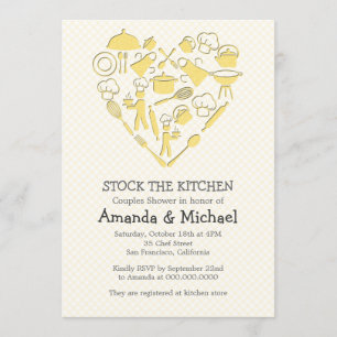 Dusche für graue und gelbe Paare   Stock the Kitch Einladung