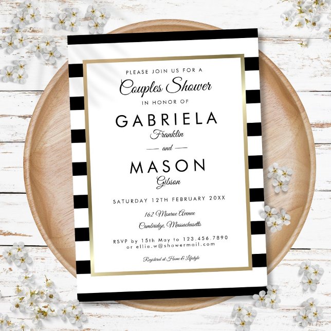 Dusche für klassische Stripe-Hochzeitspaare Einladung (Classic Stripe Wedding Couples Shower Invitation)