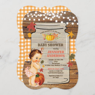 Dusche für Kürbiskinder, rustikales Holz Einladung