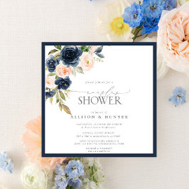 Dusche für Navy Blue & Blush Floral Watercolor Paa Einladung