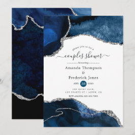 Dusche für Navy und Silver Agate Einladung