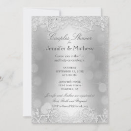 Dusche für Paar | Elegantes Silber Einladung