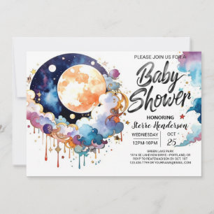Dusche für Watercolor Celestial Soiree Einladung