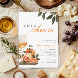 Dusche für Wein und Käse Einladung