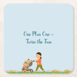 Dusche für zwei Babys Rechteckiger Pappuntersetzer