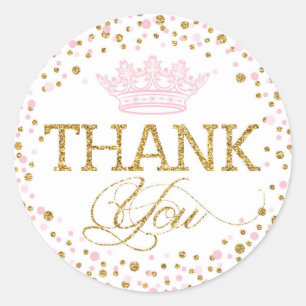 Dusche GoldGlitzer-Rosa-königliche Prinzessin-Bab Runder Aufkleber
