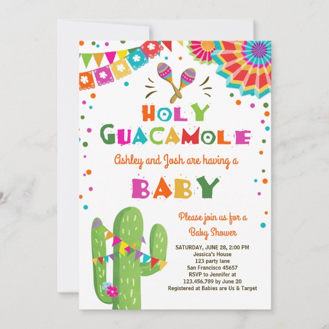 Dusche "Holy Guacamole Fiesta Baby" lädt mexikanis Einladung (Vorderseite)