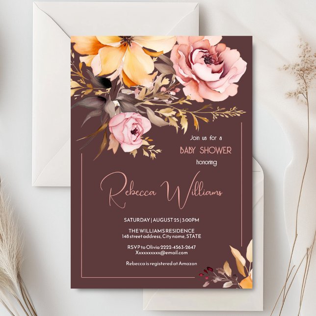 Dusche in Rosa, Dusche in Aquarell Einladung (Blush pink and peach peonies watercolor girl baby shower invitation )