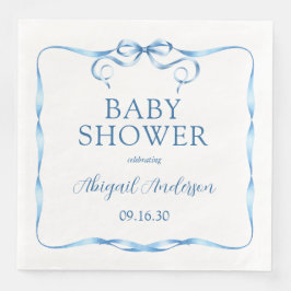 Dusche mit blauer Ribbon Watercolor Serviette