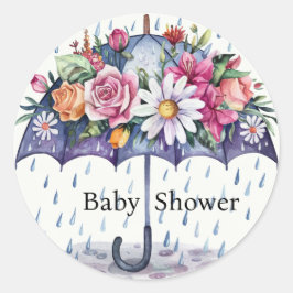 Dusche mit Blume Babydusche Runder Aufkleber