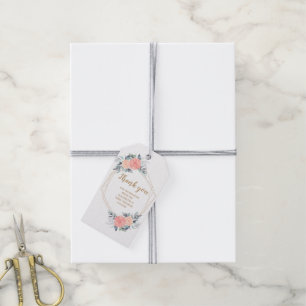 Dusche mit Blütenpfirsichblüte Danke Geschenkanhänger