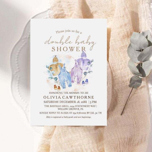 Dusche mit Doppelbett und Niedliche moderne Babydu Einladung (Von Creator hochgeladen)