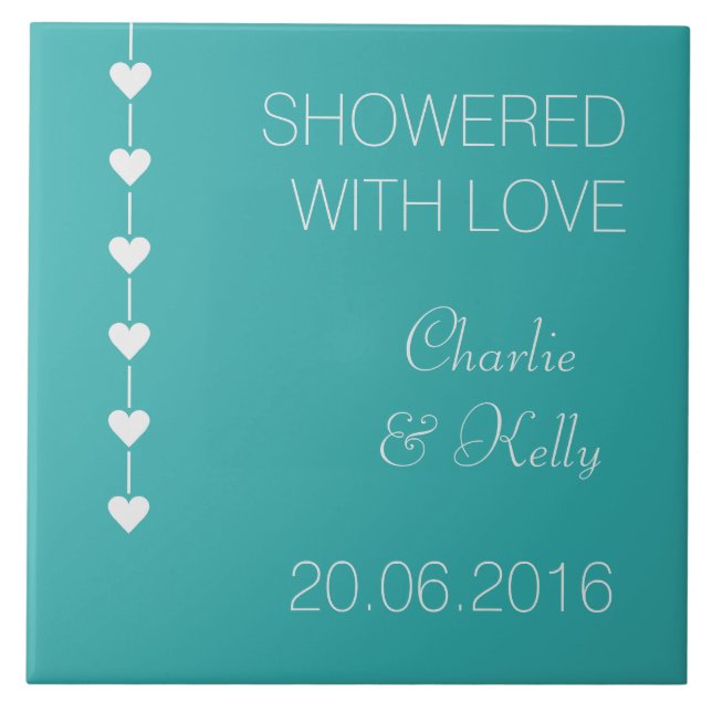 DUSCHE MIT LIEBE, kundenspezifische Textilien und  Fliese (Vorderseite)