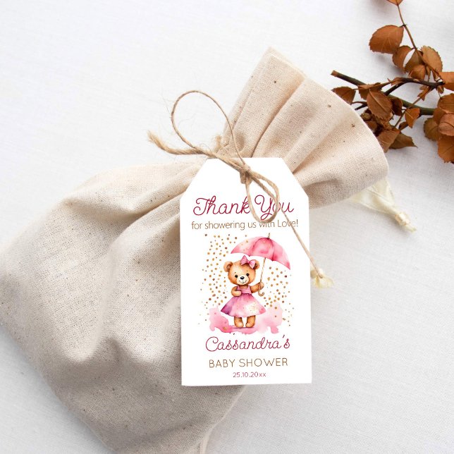 Dusche mit Liebe Mädchen Teddy Bären Baby Dusche G Geschenkanhänger (Beary cute shower with love girl teddy bear baby shower thank you favor gift tags cute teddy bear )