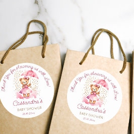 Dusche mit Liebe Mädchen Teddy Bären Baby Dusche G Runder Aufkleber