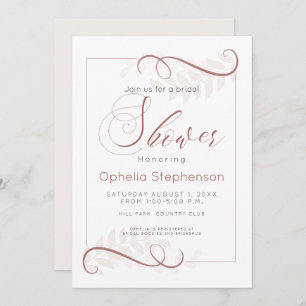 Dusche Moderne Blätter mit Speckbraun und Blasscre Einladung