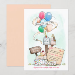 Dusche per Mail Virtual Baby Shower Ballon Mailbox Einladung