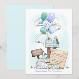 Dusche per Mail Virtual Baby Shower Ballon Mailbox Einladung