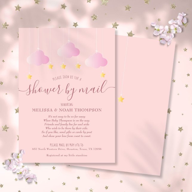 Dusche per Post Lange Entfernung Pink Baby Girl Einladung (Shower By Mail Long Distance Pink Baby Girl Invitation)