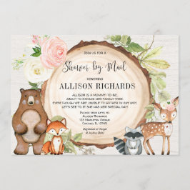 Dusche per Post, Mädchen, Waldtiere Babydusche Einladung