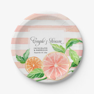 Dusche Pink Stripe Citrus Orange Art Pappteller