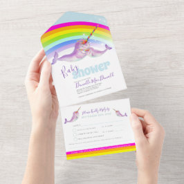 Dusche Regenbogenfarben mit Babydusche All In One Einladung