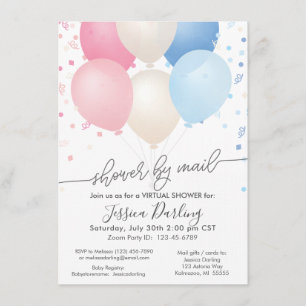 Dusche von Mail Pink und Blue Balloons und Confett Einladung
