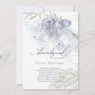 Dusche von Mail Watercolor Dusty Blue Rose Blume Einladung