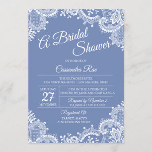 Dusche von Periwinkle und Lace Bridal Einladung